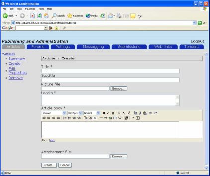 Webocrat - administrátorské a publikačné rozhranie
